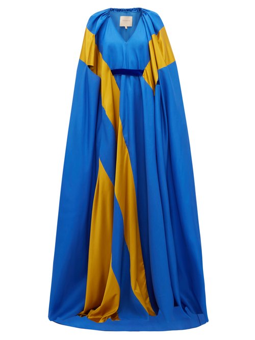 Roksanda - Marva Satin-striped Silk-twill Gown Blue