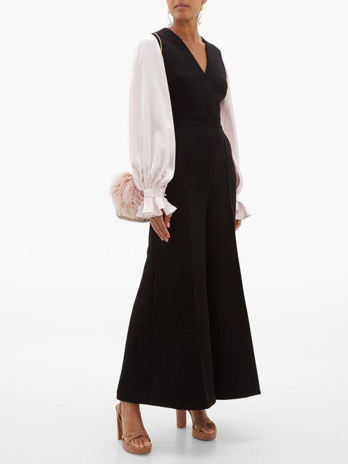 Buy Roksanda Lili Crepe And Silk-satin Jumpsuit Black Pink online - shop best Roksanda jumpsuits