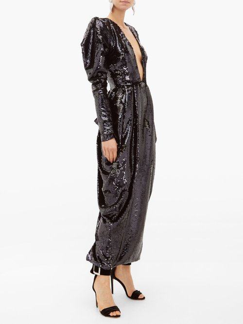 Alexandre Vauthier Plunge-neck Sequinned Dress Black - 70% Off Sale