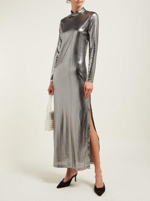 Bella Freud Radzville Shimmering Maxi Dress Silver - 70% Off Sale