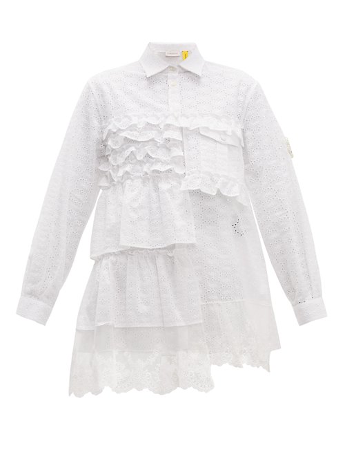 4 Moncler Simone Rocha - Broderie-anglaise Ruffled Cotton-blend Shirt White