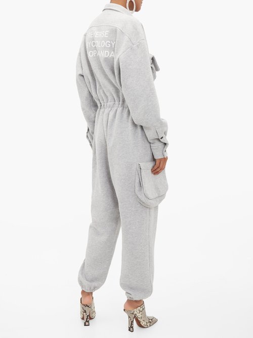 Natasha Zinko Reverse Psychology-print Cotton-blend Jumpsuit Grey