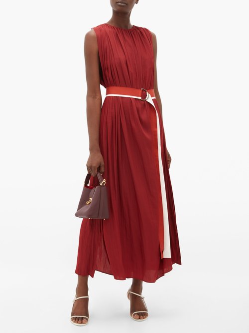 Carl Kapp Emer Drawstring Midi Dress Dark Red - 70% Off Sale