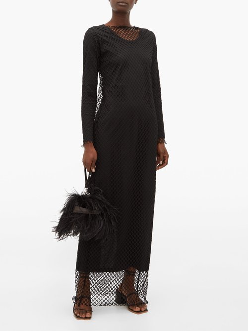 Marques'almeida Long-sleeved Mesh Maxi Dress Black - 70% Off Sale