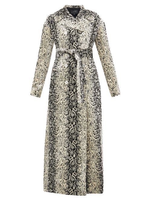 Giambattista Valli Snake Jacquard Velvet Coat In Beige Multi | ModeSens