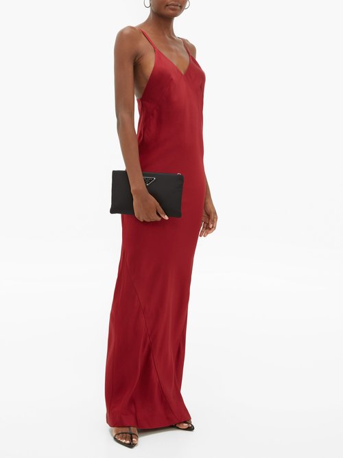 Haider Ackermann Kuiper V-neckline Satin-crepe Dress Dark Red - 70% Off Sale