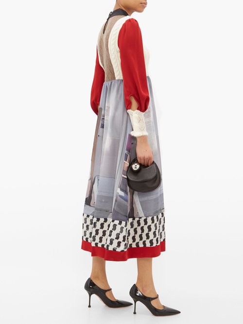 Undercover Printed Crepe And Mohair-blend Midi Dress Red Multi - 70% Off Sale