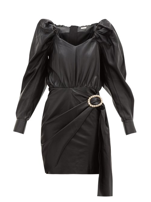 Dodo Bar Or - Mona Crystal-buckle Leather Dress Black