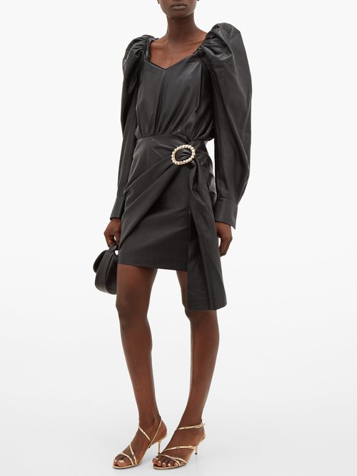 Dodo Bar Or Mona Crystal-buckle Leather Dress Black - 70% Off Sale