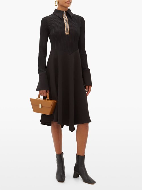 Ellery Calabasas Half-zip Point-collar Jersey Dress Black - 70% Off Sale