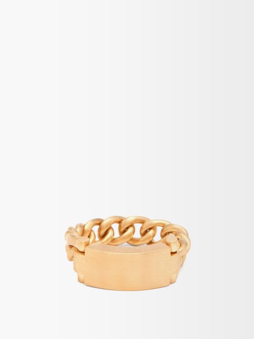 Hum 18kt Gold Bar And Chain Ring