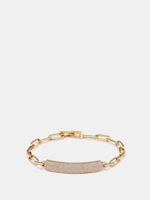 Lizzie Mandler Og Id Diamond & 18kt Gold Nameplate Bracelet