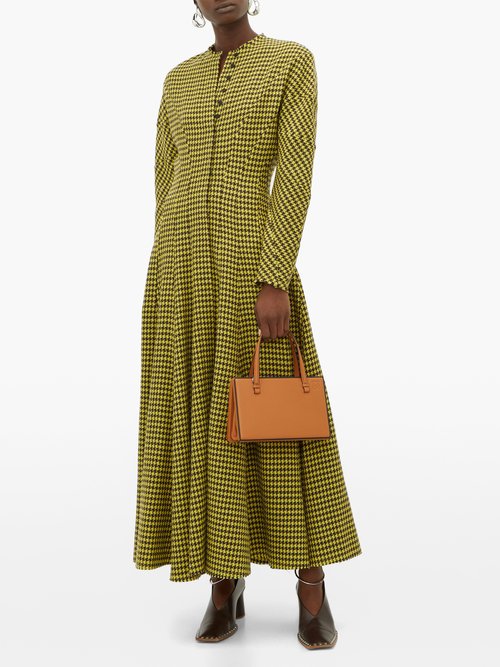 Vika Gazinskaya Panelled Houndstooth-wool Dress Brown Multi - 70% Off Sale