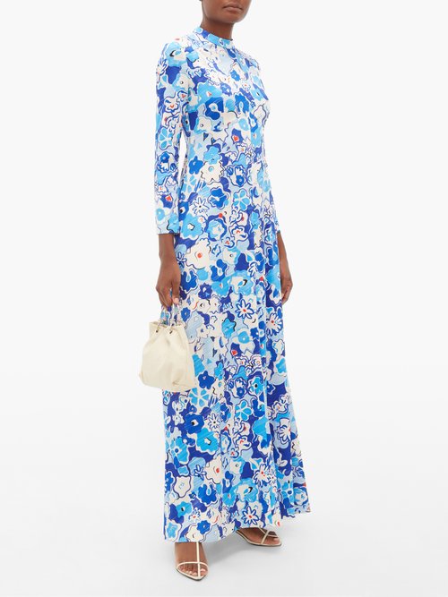 Vika Gazinskaya Floral-print Satin Maxi Dress Multi - 70% Off Sale