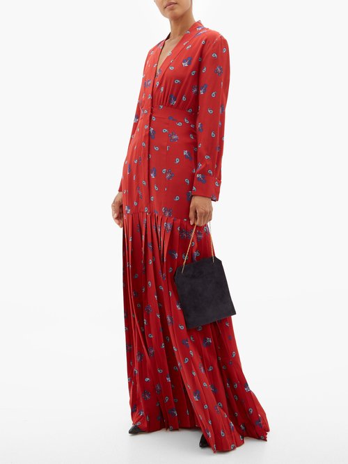 Rebecca De Ravenel Paisley-print Silk Crepe De Chine Maxi Dress Red Multi - 70% Off Sale