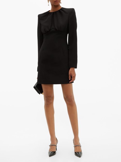 Sara Battaglia Gathered-bodice Crepe Mini Dress Black - 70% Off Sale