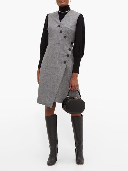 Cefinn Asymmetric Wool-blend Felt Dress Grey - 60% Off Sale