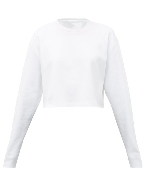 Wardrobe.Nyc Cropped Long-Sleeved Cotton T-Shirt In White | ModeSens