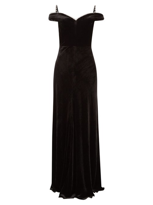 Maria Lucia Hohan - Ayla Crystal-embellished Velvet Maxi Dress Black