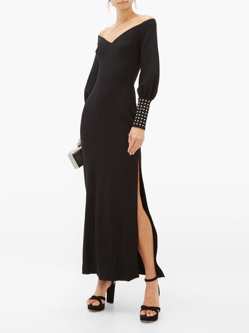Maria Lucia Hohan Elsie Crystal-cuff Stretch-knit Dress Black - 70% Off Sale