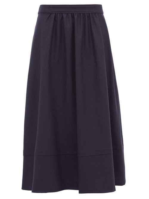 A.p.c. Margaux Wool Midi Skirt In Navy | ModeSens