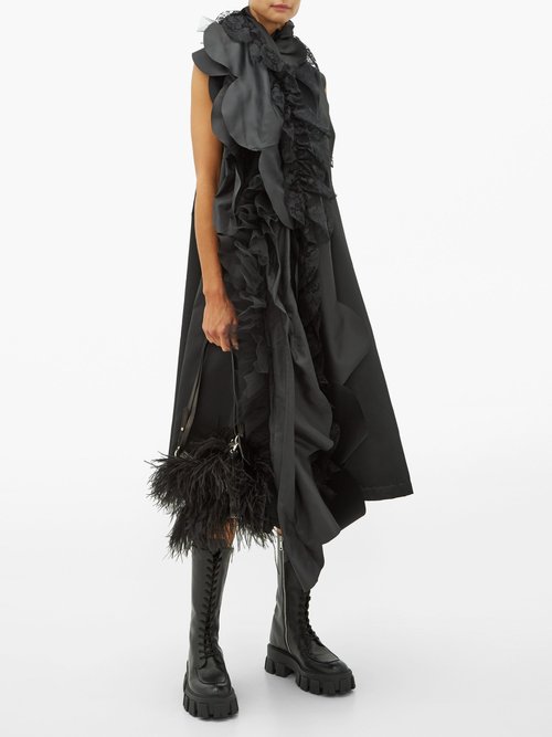 Comme Des Garçons Comme Des Garçons Scalloped-panel A-line Satin Dress Black – 60% Off Sale
