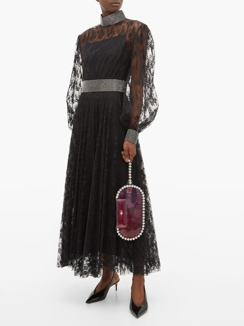 Christopher Kane Crystal-embellished Floral-lace Dress Black - 60% Off Sale