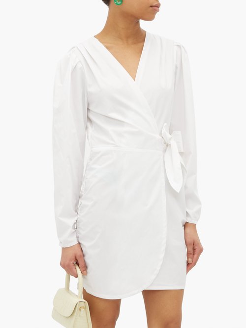 Sir Blair Cotton-poplin Mini Wrap Dress White - 70% Off Sale