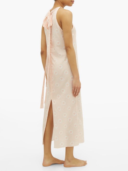 Emilia Wickstead Lulu Striped Poplin Nightdress Pink - 70% Off Sale