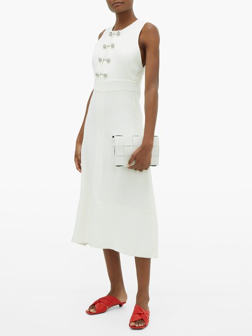 Buy Proenza Schouler Bar-embellished Cut-out Crepe Dress White online - shop best Proenza Schouler clothing sales