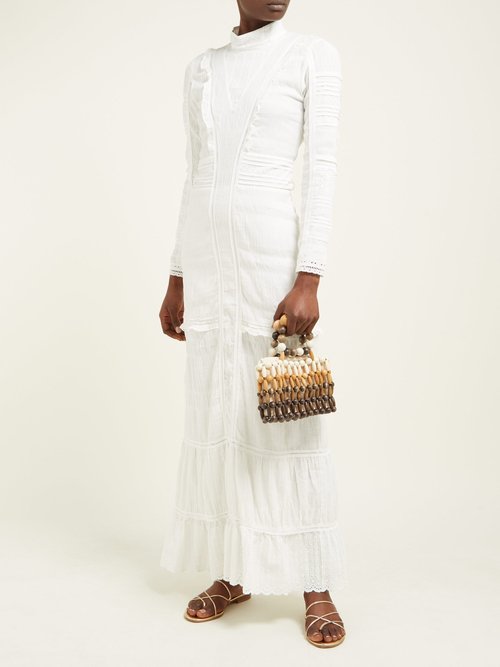 Sir Celie High-neck Cotton-voile Maxi Dress Ivory – 70% Off Sale