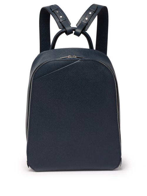 Valextra - My Logo Grained-leather Backpack - Mens - Navy