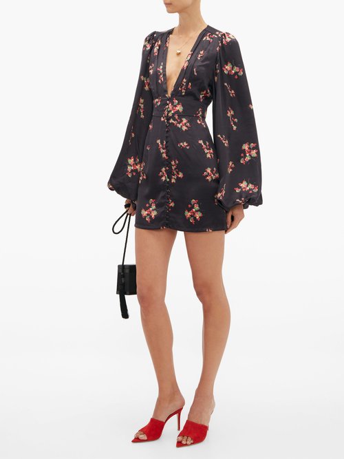 Buy Rat & Boa Stevie Floral-print Satin Mini Dress Black online - shop best Rat & Boa clothing sales