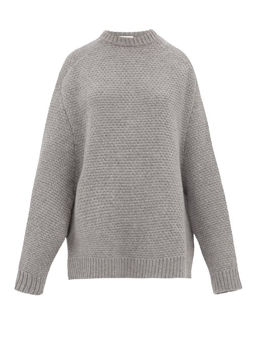Raey - Crew-neck Basketweave Wool Sweater Grey Marl