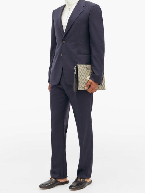 Gucci London Single-breasted Wool-blend Suit In Blu