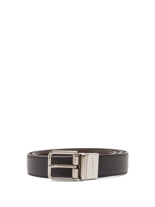 Dolce & Gabbana - Reversible Leather Belt - Mens - Black Brown
