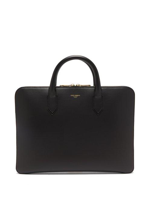Dolce & Gabbana - Foiled-logo Leather Briefcase - Mens - Black