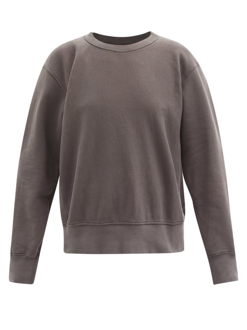 Les Tien - Crew-neck Brushed-back Cotton Sweatshirt Dark Grey
