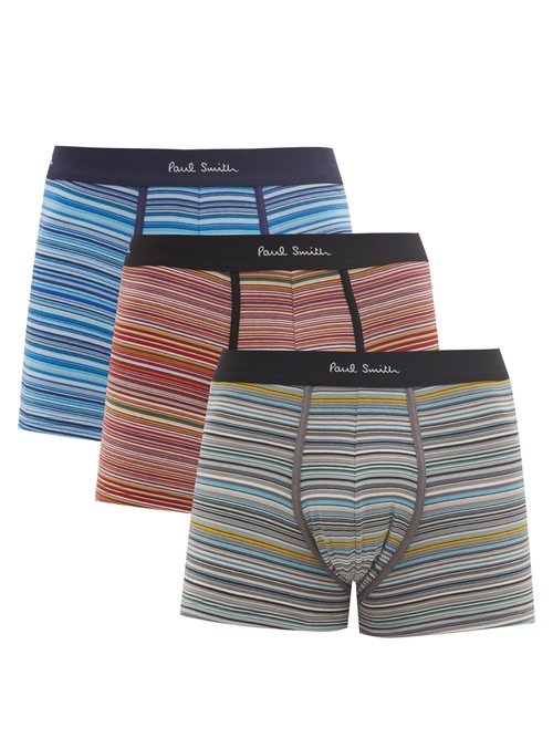 Paul Smith Pack Of Three Striped Stretch-cotton Boxer Briefs