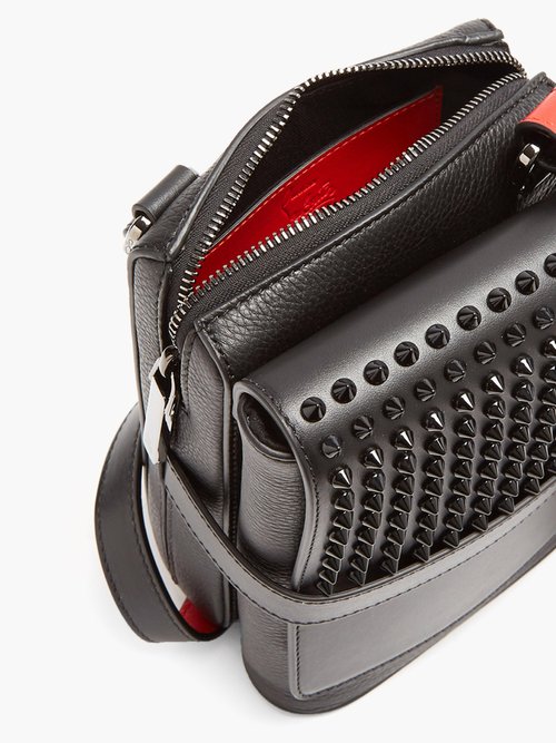 CHRISTIAN LOUBOUTIN Loubitown Spiked Full-Grain Leather Messenger