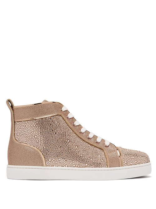 Christian Louboutin - Louis Crystal-embellished High-top Suede Trainers Gold