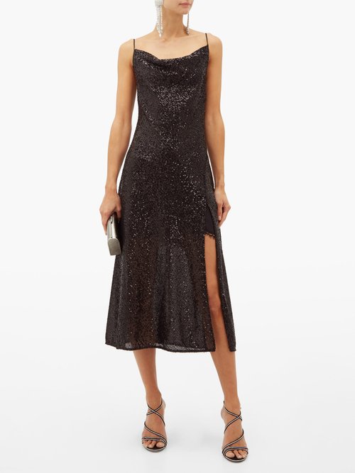 Jonathan Simkhai Sequin-embellished Cowl-neck Midi Dress Black – 70% Off Sale