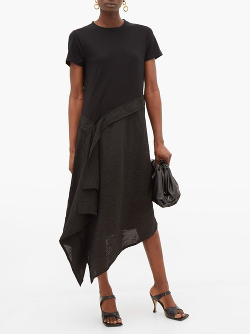 Loewe Asymmetric Jersey-satin T-shirt Dress Black