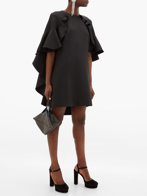 Giambattista Valli Cape Back Cotton-blend Crepe Dress Black - 60% Off Sale