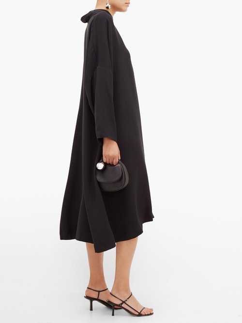 Eskandar Silk-crepe V-neck Midi Dress Black