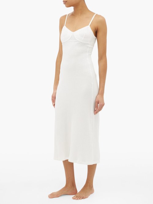 Jil Sander Panelled-cup Ribbed-cotton Nightdress White - 30% Off Sale