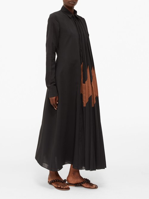 Jil Sander Pleated Asymmetric Cotton-blend Crepe Shirtdress Black - 30% Off Sale