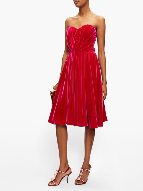 Dolce & Gabbana Strapless Velvet Dress Fuchsia