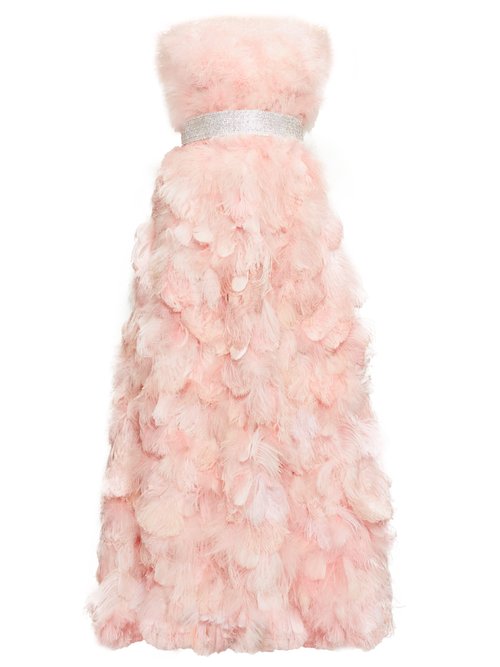 Dolce & Gabbana – Crystal And Feather-embellished Silk-organza Gown Light Pink