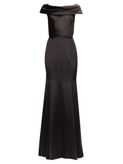 Buy Dolce & Gabbana - Cowl-neck Silk-blend Satin Gown Black online - shop best Dolce & Gabbana clothing sales